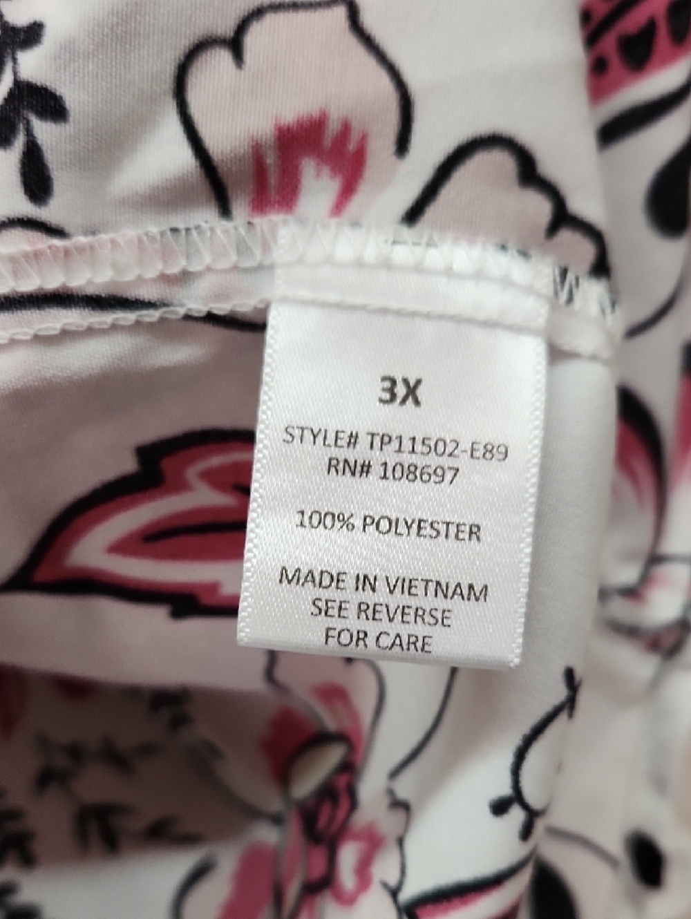 Rue Rose White Floral Tie-Neck Blouse with Pink Accents - Picture 3 of 4
